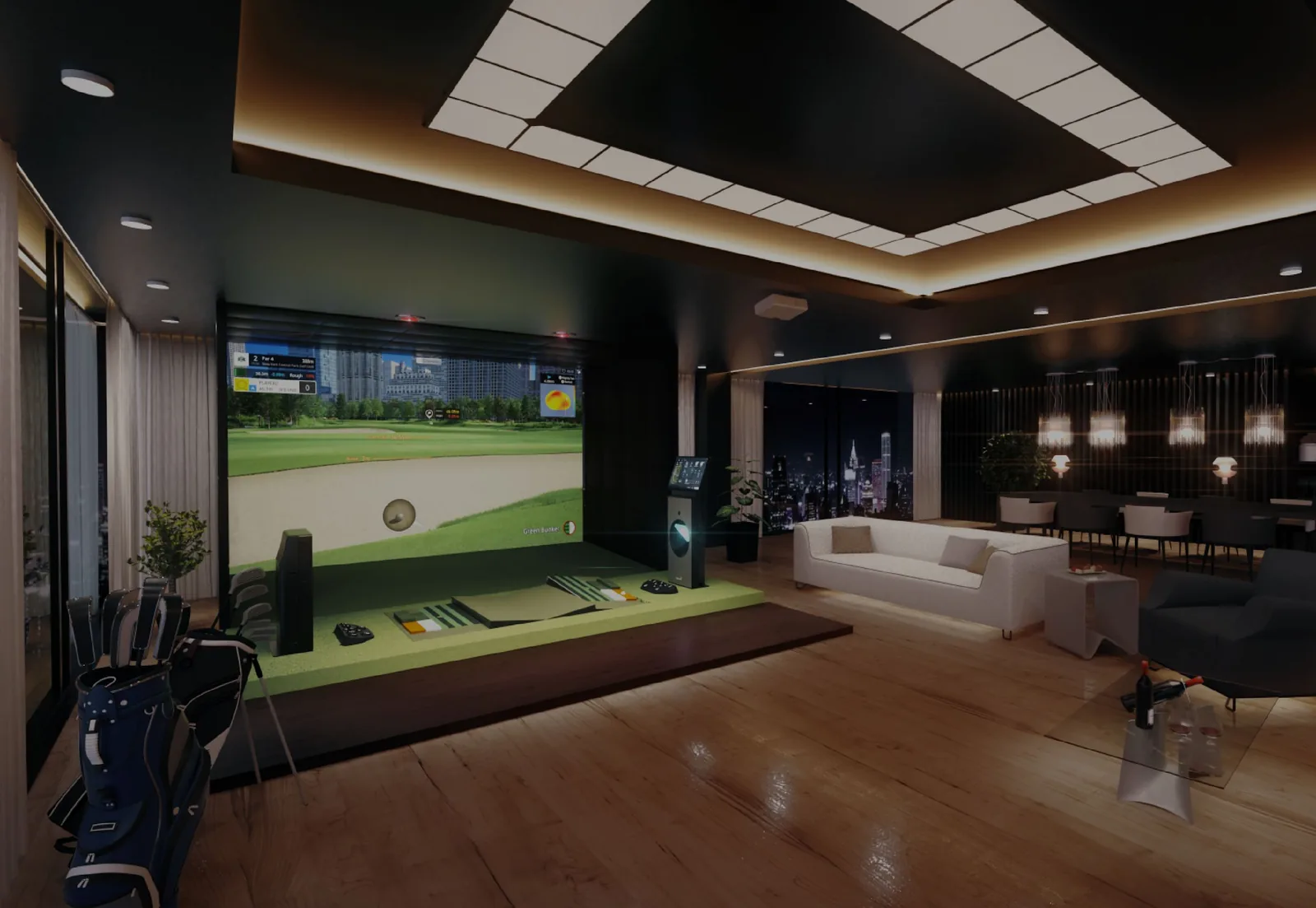 Golfzon TwoVision NX golf simulator room installed in Texas