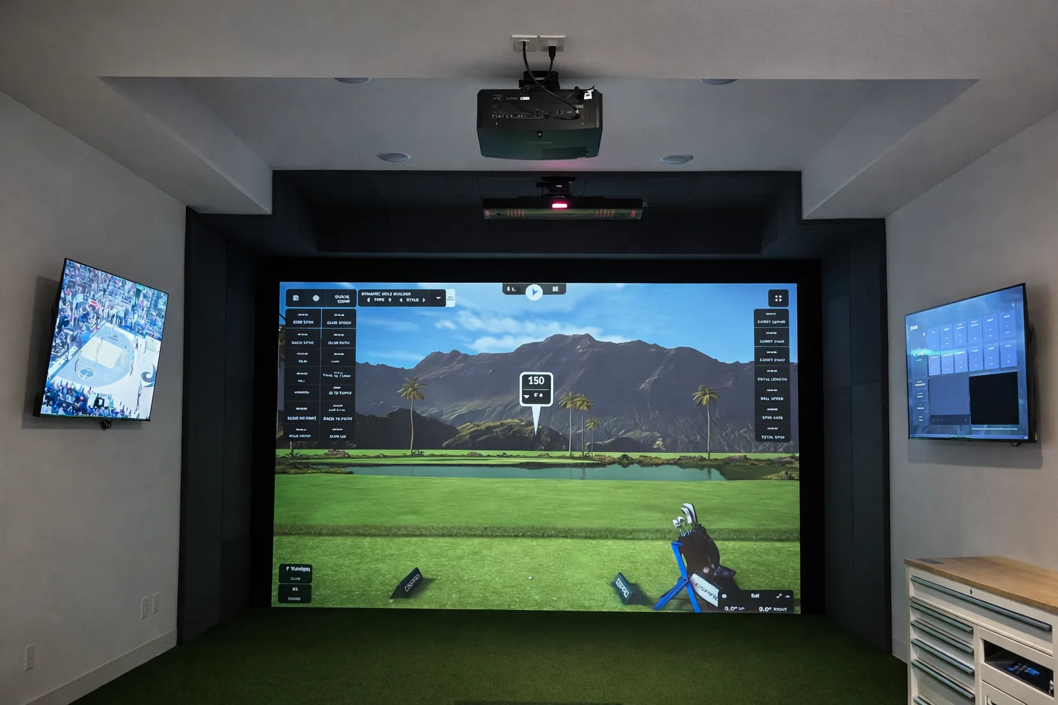 Golf simulator spare room installation in Houston, Texas