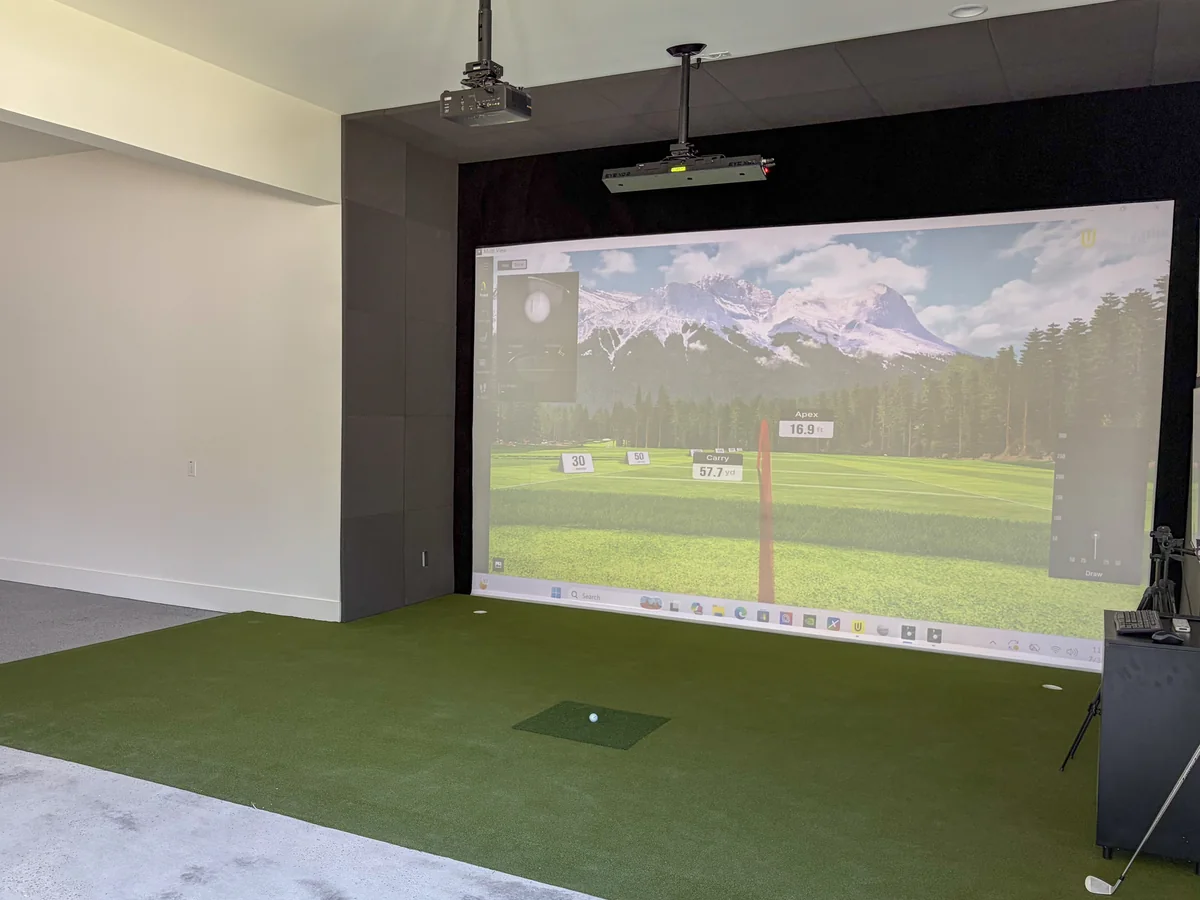 Custom built-in golf simulator in a Texas home